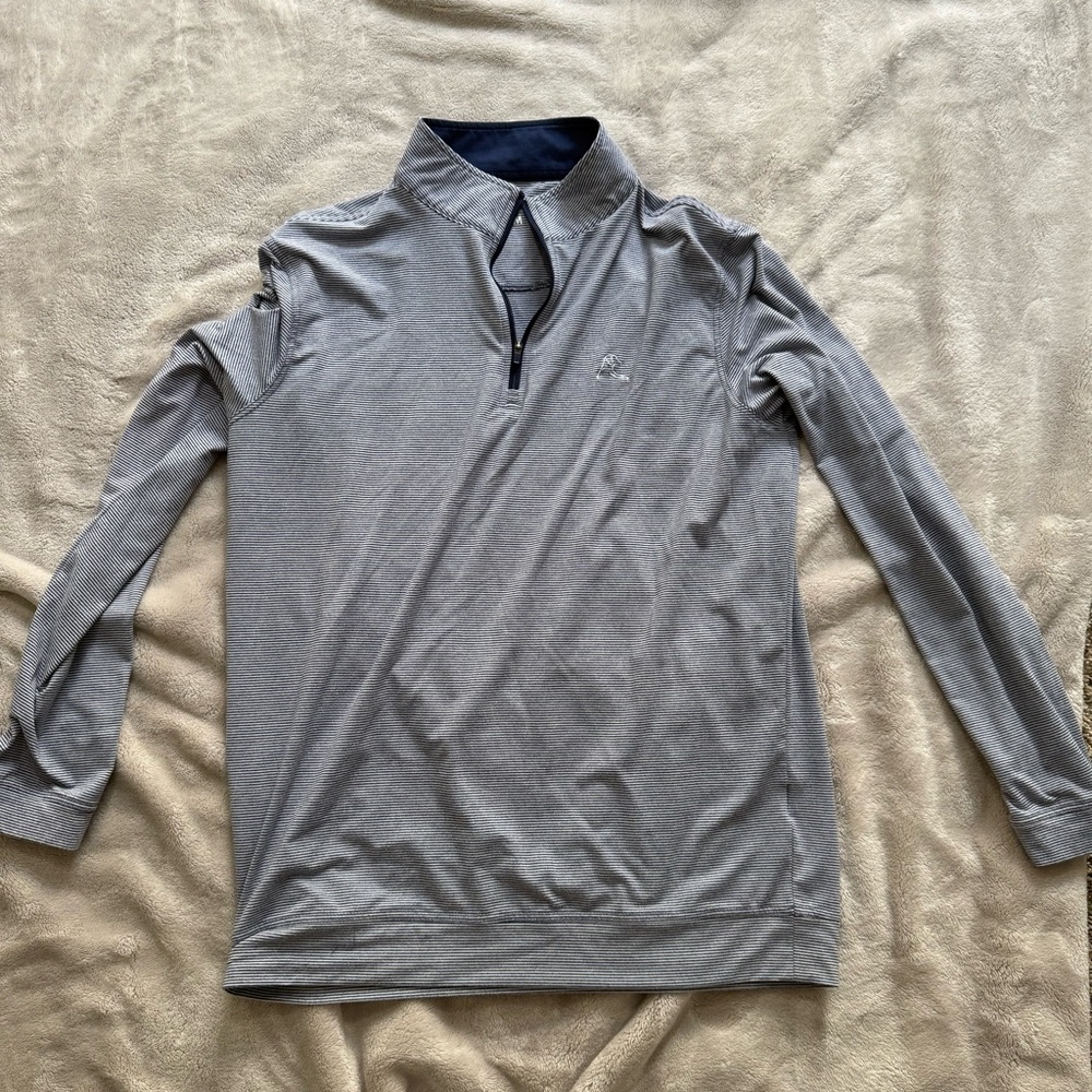 Rhoback - Fleet Navy/White Riva Heather Stripe Performance Q - Zip